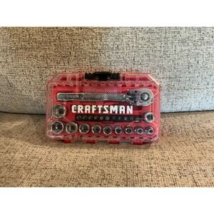 Craftsman 24 Piece Mechanics Tool Set 1/4 Drive Ratchet Sockets Bits‎ Red Case
